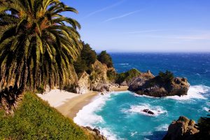 McWay Falls in Julia Pfeiffer Burns Park on the California Coast on a brilliant spring day