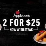AppleBee’s $25 超值套餐可选顶级西冷牛排